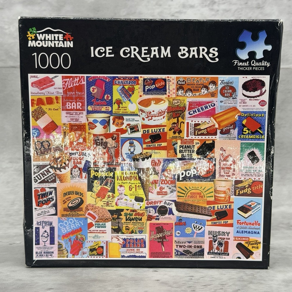 White Mountain #1343T "ICE CREAM BARS" 1000 Pc Puzzle 20" x 27" NEW Sealed